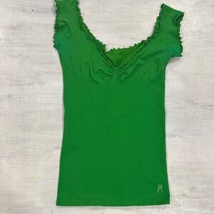 Marciano Vibrant Green Short Sleeve Top Size M/L lettuce sleeve